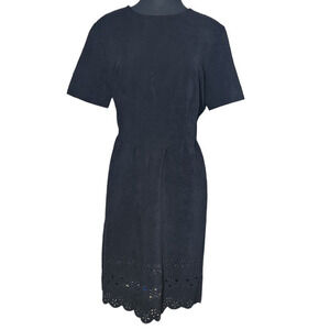John Roberts Black Dress Short Sleeve laser cut out dress sz 12